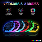 2Pcs LED Car Cup Holder Lights, 7 Colors Light Up Cup Coasters, USB Rechargeable Interior Lighting Accessories for Car Truck Vehicle Decoration﻿