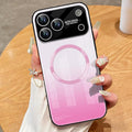 Guppy Compatible with iPhone 17 Pro Magnetic Case, with Full Camera Lens Protector [Compatible with MagSafe] Scratch Resistant Gradient Glass Back Cover Phone Case-Pink