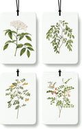Rustic Green Botanical Car Air Freshener 4 Pcs Coconut Scented, Floral Car Accessories Mirror Decor for Women, Cottagecore Flower Aesthetic Hanging Air Freshener for Cars Closet Drawer Books