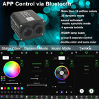 AZIMOM Dual Color 20W Twinkle Fiber Optic Starlight Headliner Kits Mixed 860pcs*13.1ft Fiber Strands Sound Activated Remote APP Control RGBW Light Source Home Car Ceiling Headliner Décor