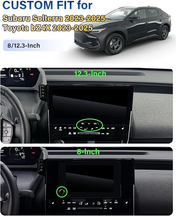 SKYLOTEC Car Phone Holder for Subaru Solterra/Toyota bZ4X 2023 2024 2025 Accessories 8/12.3-Inch Screen Fixed Clip, Automobile Cradles Phone Mount, Cell Phone Base Not Block Air Vent