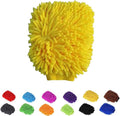 Car Wash Mitt Chenille Microfiber Super Absorbent, Premium Car Washing Gloves for Cleaning Cars, Trucks, Motorcycles (Yellow)