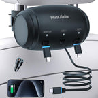 MAGJIEYX Multi Retractable Car Charger Station, Headrest 3 in 1 Charging Box Share Ride Dock for Backseat with Fast 38W Charger Adapter for All Phones|iPhone17/16/15/14|Samsung|iPad|Android
