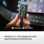 AAWireless TWO+ Compatible with Android Auto & Apple Carplay 2-in-1 Wireless Adapter | Wireless Connection via Bluetooth & WiFi | iPhone X+ & Android 11+ | Multifunctional Button | Made in Europe