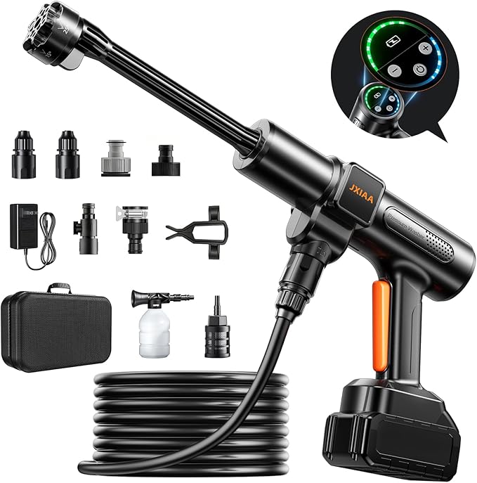 PSI 3.0 GPM Battery with Multi-Level Adjustment, 6-in-1 Nozzle & Foam Cannon, 32ft Hose for Car & Home