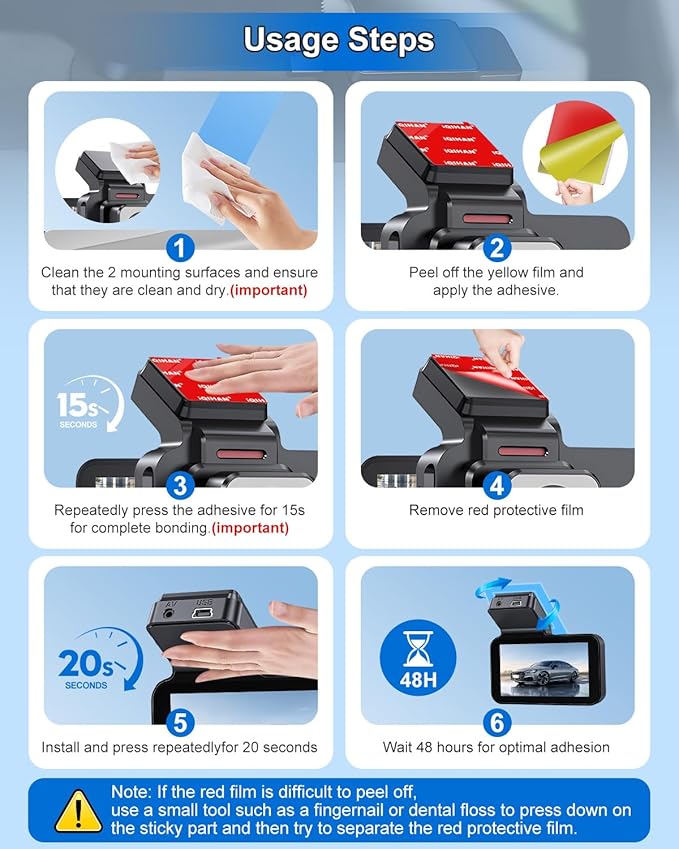 Sticky Adhesive Pads for Dash Cam Mount, 4PCS Double-Sided Heavy Duty Mounting Tape Kit Replacement for Dashcam Car Camera GPS Holder, Universal Clear Sticker for Car Windshield Windscreen Glass