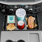 Front Center Seat Headrest Organizer Compatible with 2011-2026 Ford F150 F250 F350 F450 F550 F650 Cup Holder Coin Container Storage Box with Silicone Pads Accessories (Jump Seat Console Only)