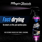 Magic Finish Car Glass Cleaner (16 fl oz) – Ammonia-Free Window Cleaner Spray for Interior & Exterior Auto Glass – Anti-Fog, Streak-Free Car Cleaning Supplies for Tint, Mirrors & Screens