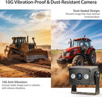 ZEROXCLUB 7" 1080P Wired Rear View Backup Camera System, Dual Split Screen IP69K Waterproof Reverse Camera, Vibration-Proof 10G for Tractor, Truck, Trailer, Combine, Heavy Equipment, BH701