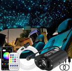 AKEPO Mini Size 6W Twinkle Fiber Optic Lights, 450pcs 0.03in 9.8ft/3m Optical Fiber Music Activated Starlight Headliner RGBW APP Control Optic Star Ceiling Light Kit for Home and Car