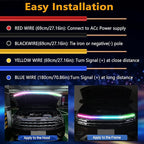 71 Inches RGB Multicolor Dynamic Scanning Starter Hood Lights, Car LED Hood Light Strip, Exterior Flexible Headlight Waterproof Daytime Running Lamps Strips (1 Set)