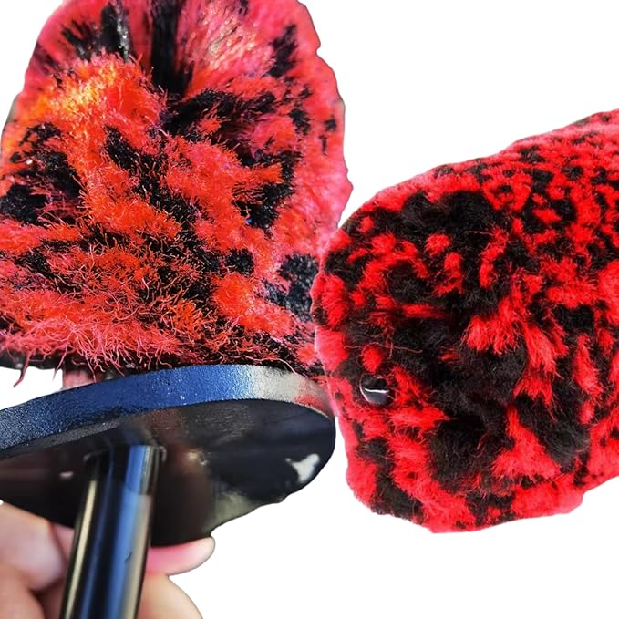 4PCS Wheel Brush Kit for Cleaning Wheel and Tire, Wheel and Rim Brush, Car Detailing Brushes, 360 Degree Bendable & Durable Car Wheel Rim Cleaner Brush Set (Red)