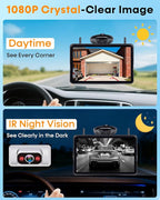 Pemacom Wireless Backup Camera for Towable-RV: Magnetic No Wiring Setup Long Distance Signal for Thor/Forest River Series RVs - 7.3" Recording Monitor HD 1080P Auto Sleep Solar RV Backup Camera