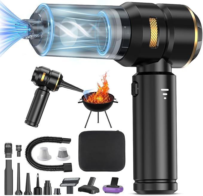 Cordless Handheld Car Vacuum, 22000Pa Strong Suction with Brushless Motor, HEPA Filter, Bonus Washable Metal Filter, 4-in-1 Kit with Air Blower, Type-C Rechargeable for Car Pet Home (Black)