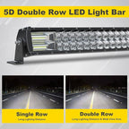 5D 52'' inch Straight LED Light Bar + 4'' inch White/Amber Yellow LED Pods Strobe Light Driving Fog Light Spot Flood Combo Beam Offroad Lighting with Switch Wiring Harness for Truck Pickup ATV