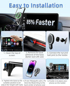 PZK Car Phone Holder for Toyota RAV4 2019-2025 Hybrid LE/XLE/Premium Accessories 7/8-Inch Screen Magnetic 15W Fast Wireless Charger Car Phone Mount 360° Rotation Not Affect Vent (Not Fit 9/10.5 inch)