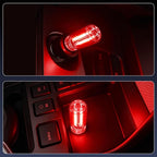 iFunyLED Car Interior USB LED Night Light, Portable Touch dimmable Car Ambient Lighting Kit, Retro Mini Transparent Glass Bottle Lamp Decorations for Vehicle Camping Bedroom Hallway, Pack of 2(Red)