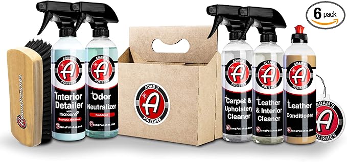 Adam's Polishes Elite Interior - Includes 6 Iconic Cleaning Products for Total Interior Car Detailing | Accessories, Leather Seat Cleaner, Carpet Upholstery, Dash, Vinyl, Air Freshener - Pack of 6