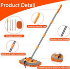 WillingHeart 63" Car Wash Mop Brush Tool Mitt with Long Handle Length More Suitable for Washing American Cars Truck, SUV, RV, Trailer, 2 in 1 Chenille Microfiber Duster Not Hurt Paint Scratch Free