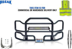 Compatible with Cascadia 2018+ (without Fogs) Black Front Grille Deer Moose Brush Bumper Guard Large PLUS 22" LED Light Bar, Bracket, Logo, Wipers, License Plate Holder & Frame, Vest