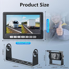 7'' Wired Backup Camera System with DVR Recording, 1080P HD Monitor & IP69 Waterproof RV Rear View Camera, Loop Recording, Split Screen, 12V-24V