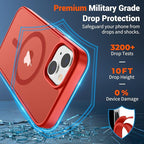 SUPFINE Magnetic for iPhone 15 Case (Compatible with MagSafe) (Military Grade Drop Protection) Slim Translucent Matte Shockproof with Anti-Fingerprint Phone Case, Red