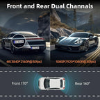 Dash Cam Front and Rear, Ecomoment 4K+1080P Dual Dash Camera for Cars, Built-in WiFi GPS Dashboard Camera, 2.4" IPS Screen Dashcam, 170° Wide, Night Vision, WDR, G-Sensor, 32GB SD Card Included