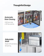 VEVOR 72"W Commercial Refrigerator, 18.7 Cu. Ft Sandwich Prep Refrigerated Table, Mega Top Food Prep Fridge with 30 Pans and Cutting Board, Stainless Steel Salad Prep Cooler for Restaurant, Food Truck