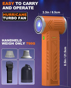 Tool-grade Electric Air Duster, Rechargeable Handheld Blower with 180,000 Super Power Brushless Motor, 2-in-1 Blow & Vacuum Cleaner, Cordless Leaf Blower for Car Drying, Home, Patio Cleaning (Orange)