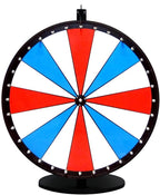 Dual and Triple Color Tabletop Dry Erase Prize Wheel – 36 Inch Desktop Spinning Wheel, Durable Wood, Balanced for Fair Odds, Trade Show Booth Raffle, Fundraiser, Baby Shower (Red and Blue, 36")