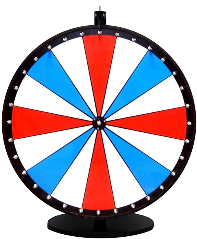 Dual and Triple Color Tabletop Dry Erase Prize Wheel – 36 Inch Desktop Spinning Wheel, Durable Wood, Balanced for Fair Odds, Trade Show Booth Raffle, Fundraiser, Baby Shower (Red and Blue, 36")