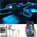 Car Atmosphere Light Kit 8m Fiber Optic RGB Multicolor Sound Active Music Sync Memory Function Bluetooth APP Control 64 Colors USB Car Interior Footwell Ambient Lighting Kit DC 12V