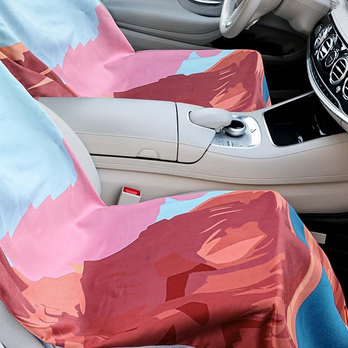 Hahafelt 2 Pack Car Seat Towel Covers with Storage Bag, 63 x 32 Inch Universal Non Slip Waterproof Sweat Protector for Car Truck, Gym Swimming Running, Machine Washable (Grand Canyon)