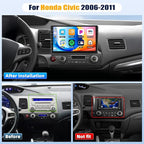 [8Core 6+128GB] Android 15 Car Stereo for Honda Civic 2006-2011 with Wireless CarPlay&Android Auto,10.1 Inch 1280 * 720P IPS Touch Screen,Bluetooth,GPS,WiFi,FM/RDS,32 Band DSP,SWC,HD Backup Camera