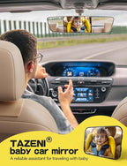 TAZENI Baby Car Mirror Hook Design Ultra Stable Car Seat Mirror for Baby Rear Facing Secure and Shatterproof CarSeat Mirrors 360° Clear View Newborn Essential Accessories