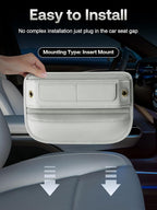 Universal Fit Premium Leather Car Seat Gap Filler Organizer, Center Console Organizer with Card Slots, Clever Gifts for Car SUV Truck Owners (Beige, 2 Pack)