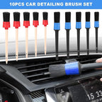 Car Detailing Brush Set - Premium Car Wash Brushes for Wheels, Interior & Exterior Cleaning, Includes Plastic & Wood Brushes for Dashboard Care