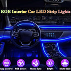 DEHERANE Interior Car LED Strip Lights, RGB 6 in 1 Ambient Lighting Kits with 315 inches Fiber Optic, 16 Million Colors APP Wireless Control Car Neon Lights, with Music Sync Function