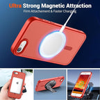 SUPFINE Magnetic for iPhone SE Case 2022 (3rd)/2020 (2nd), iPhone 8 Case (Compatible with MagSafe) (Military Grade Drop Protection) Slim Translucent Matte Phone Case,Red