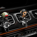 Pilot Car Air Freshener, Cute Bear Car Vent Clip Air Freshener Automotive Air Outlet Fan Diffuser, Automotive Interiors Vent Decoration (Shake Head Style - Black)