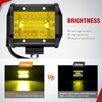 Nilight 4 Inch Yellow LED Light Pods 2PCS Triple Row 60W Flood Spot Combo Offroad Driving Fog Lighting for 12V 24V Pickup Truck ATV UTV SUV