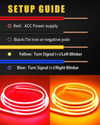 Sequential Turn Signal Led Light Strip Dynamic Scan Start Up Hood Lights Flexible DRL Daytime Running Light for Car,Truck,SUV,Dual Color Red Amber Flowing Switchback 12V 70inch /1.8M (1Set)