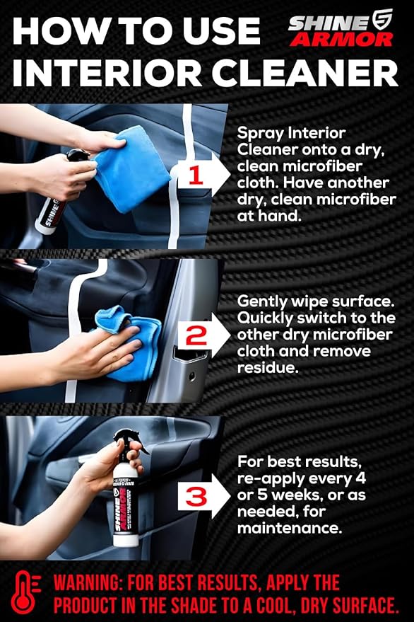 Car Interior Cleaner for Vehicle Detailing, Cleans and Protects Your Dashboard, Seats, Upholstery, Leather, Plastic, Vinyl, and More - 16 Fl Oz