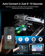 Wireless CarPlay Adapter for Apple iPhone & Android 2025 Upgrade Mini 2-in-1 Wired Android Auto to Wireless, Compact Design Plug & Play Auto Connect Car Play Dongle Fits for OEM Wired CarPlay Cars