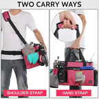 Large Cleaning Caddy Bag Built-in Sturdy Support Board, Cleaning Organizer with Detachable Divider, Cleaning Supply Tote with Adjustable Shoulder Strap&Waist Belt for Cleaners & Housekeeper