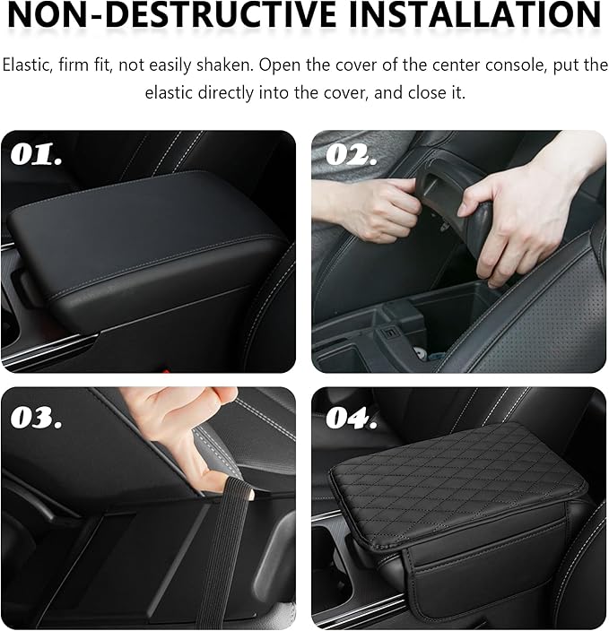 Stacool Upgraded Car Center Console Cover,Microfiber Leather Car Armrest Cover Cushion with 2 Storage Bags,Universal Car Armrest Storage Box (Purple)
