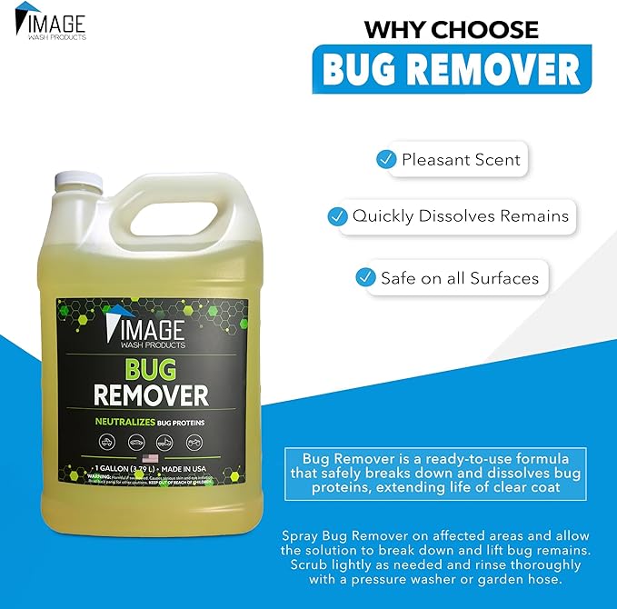 Image Wash Products Bug Remover Biodegradable Bug Cleaner for Cars Trucks, RVs & Semi-Trucks Safe for Polished Aluminum & Chrome, Eco-Friendly, Ready-to-Use Formula – Best Car Wash Bug Remover.