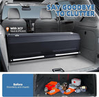 Car Trunk Organizer, Leather Trunk Organizer with LED Light Car Storage Box with Lid and Push-pull Handle Organizer Trunk Storage for SUV, Trunk, Minivan (Black, 40.5 x 11.4 x 12.2in)