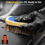 YeewayVeh Horse Hair Leather Cleaning Brush - Upgraded Long Bristle Car Leather Brush with 360° Soft Grip, for Car Interior Seats, Sofa, Upholstery & Furniture Care