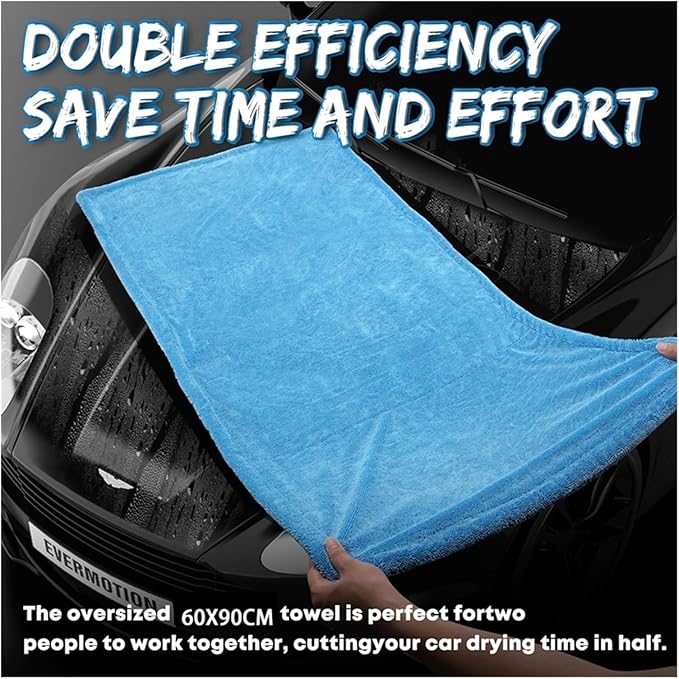 1000GSM Ultra-Thick Microfiber Car Drying Towel - Oversized 60x90cm, Soft & Absorbent Cleaning Cloth for Car & Motorcycle Detailing(40x40cm)